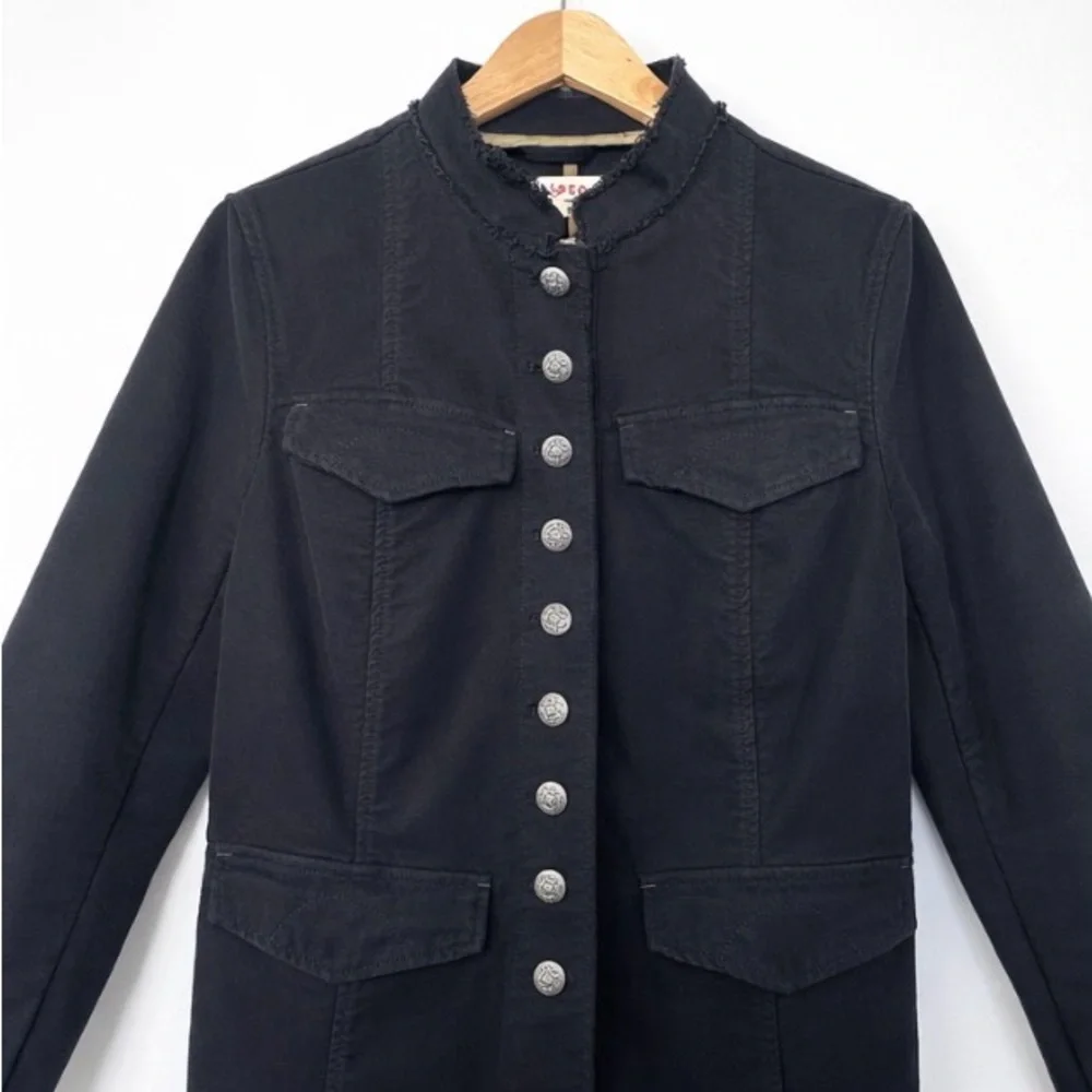 Free People Ella Sergeant Military Jacket Washed Black - Size M - Picture 4 of 9